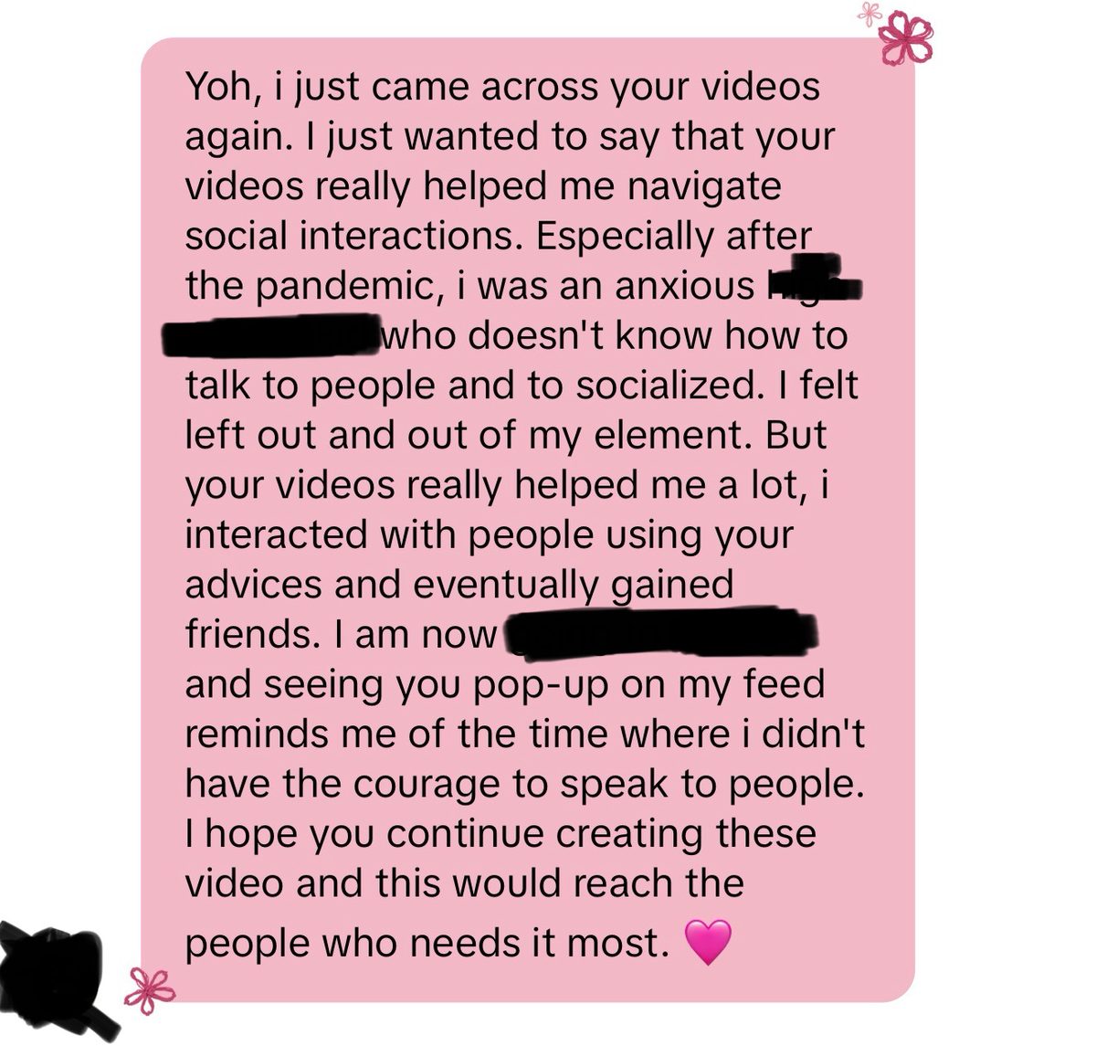 DM thanking Josh for helping navigate social interactions